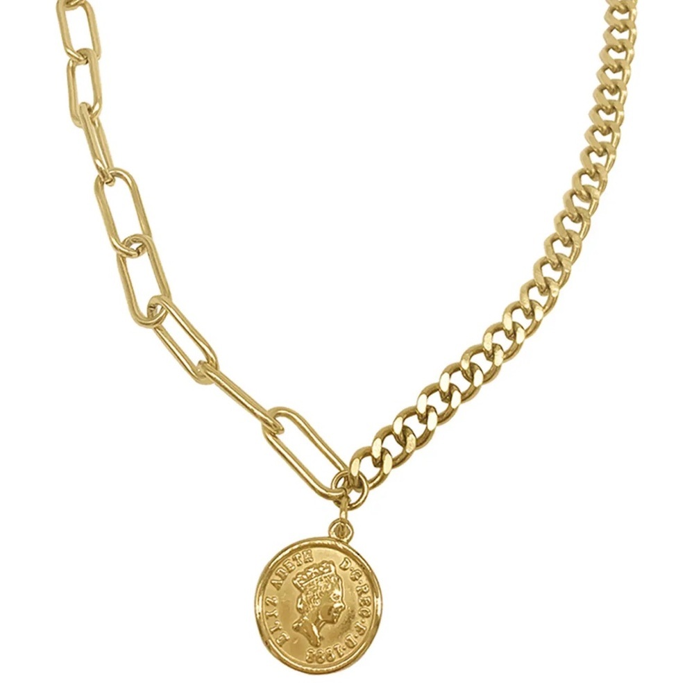 NWOT Adornia Mixed Chain Coin Necklace OS in Yellow Gold